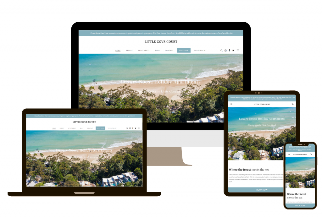 Noosa web design for accommodation brand